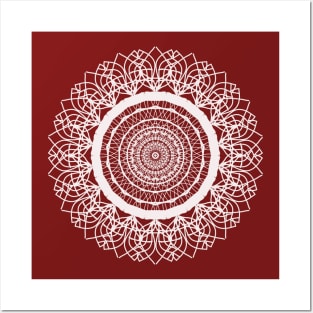 Airy White Mandala Pattern Design Posters and Art